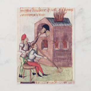 Glass blowers, from 'Tractatus de Herbis' Postcard