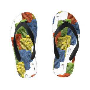 Glass Bottles, Abstract Pattern Design. Kid's Flip Flops