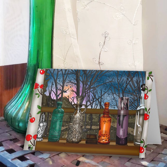 Glass Bottles in Window full of Raindrops  Card (Creator Uploaded)