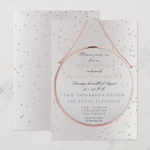 Glass Bridal Shower Bachelorette Silver Pink Rose Invitation
