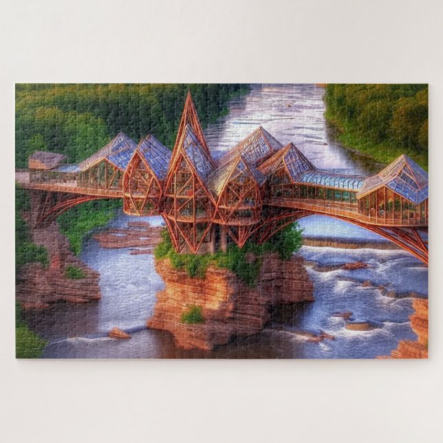 Glass Bridge Over River Challenging  Jigsaw Puzzle (Horizontal)