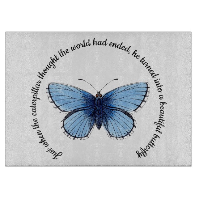 Glass Chopping Board - Beautiful Butterfly  (Front)
