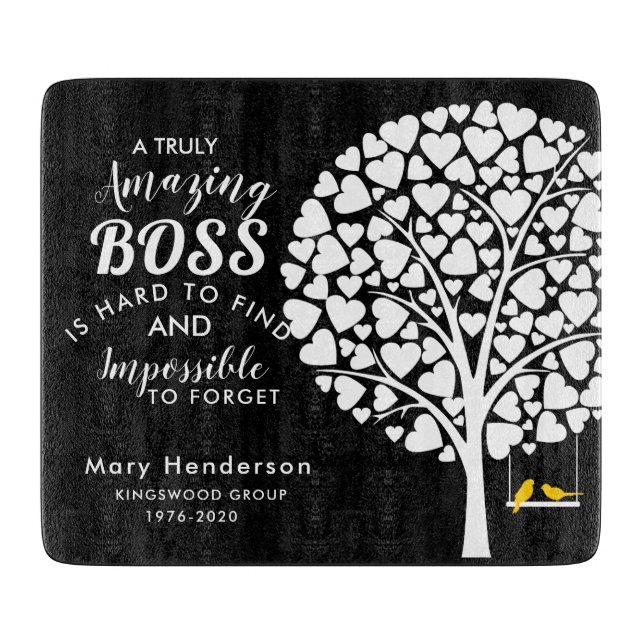 Glass chopping board BOSS RETIREMENT GIFT (Front)