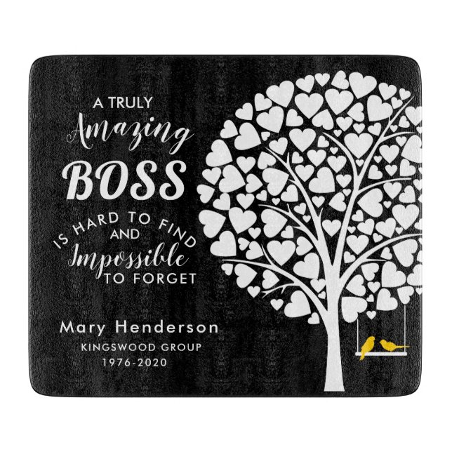 Glass chopping board BOSS RETIREMENT GIFT (Front)