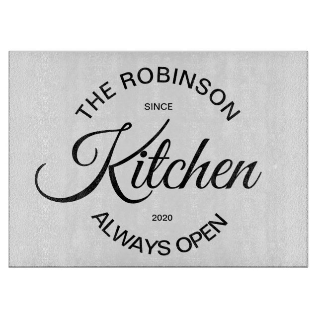 Glass Chopping Board - Family Name (Front)