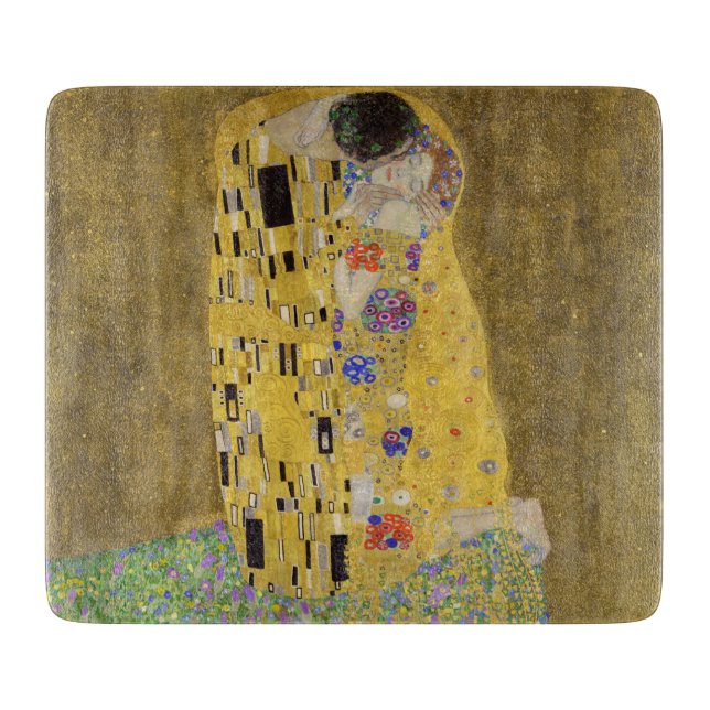 GLASS CHOPPING BOARD : GUSTAV KLIMT : THE KISS (Front)