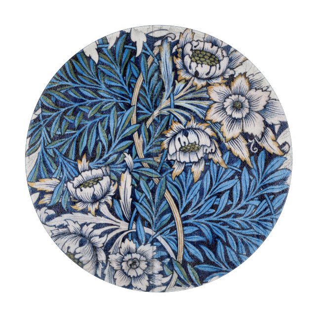 GLASS CHOPPING BOARD :  MORRIS : TULIP + WILLOW (Front)