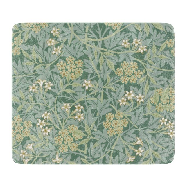 GLASS CHOPPING BOARD : WILLIAM MORRIS : JASMINE (Front)