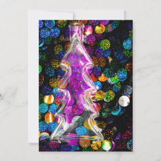 Glass Christmas Tree On a Colorful Background Holiday Card