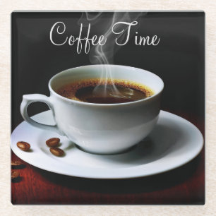 Glass Coaster/Coffee Time Glass Coaster