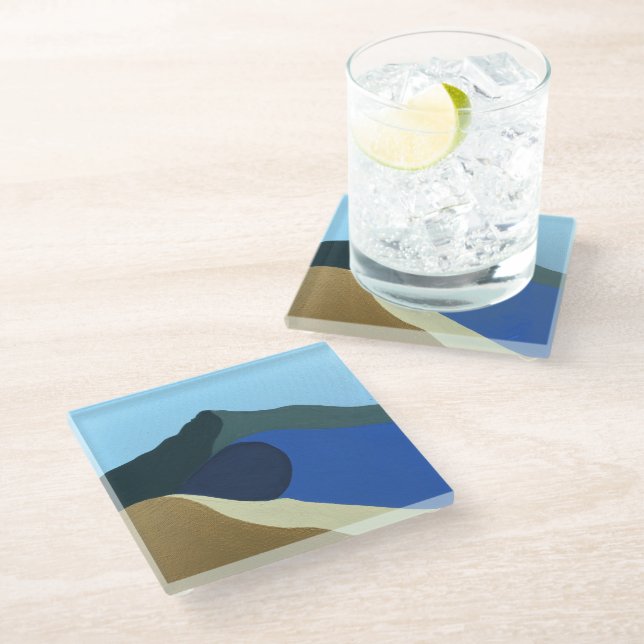 Glass Coaster Colours of Mt Tamalpais Painting  (Angled)