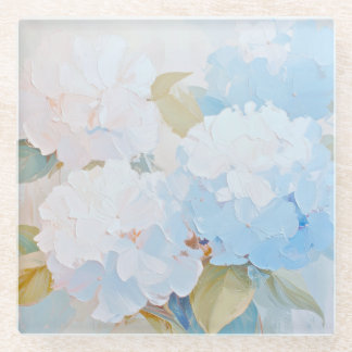 Glass Coaster, Hydrangeas in Watercolor Glass Coaster
