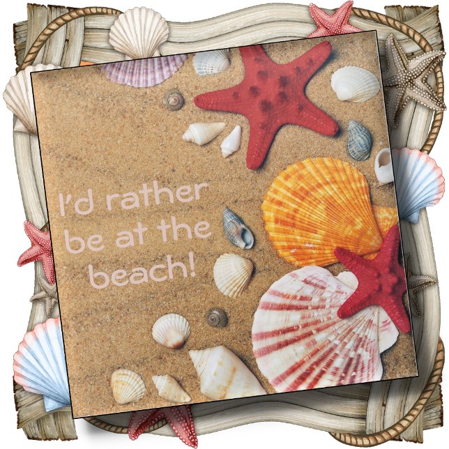 Glass COASTER - I'd Rather Be At The Beach -Golden (Creator Uploaded)