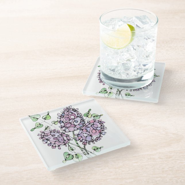Glass Coaster - Lilacs (Angled)