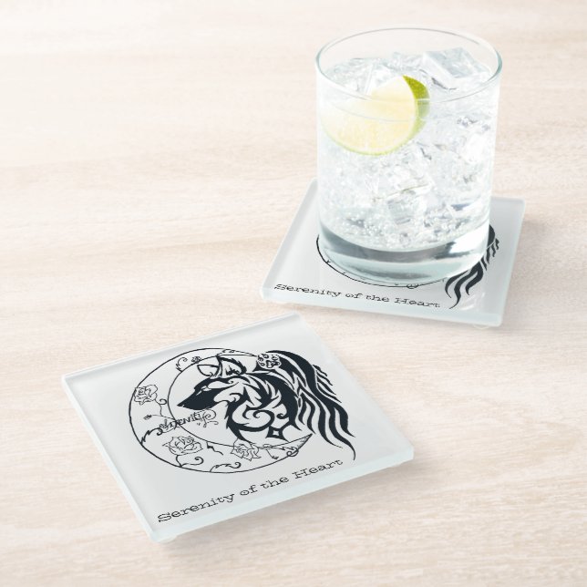 Glass Coaster - SerenityoftheHeart (Angled)