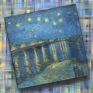 Glass COASTER - "Starry Night Rhone" - van Gogh