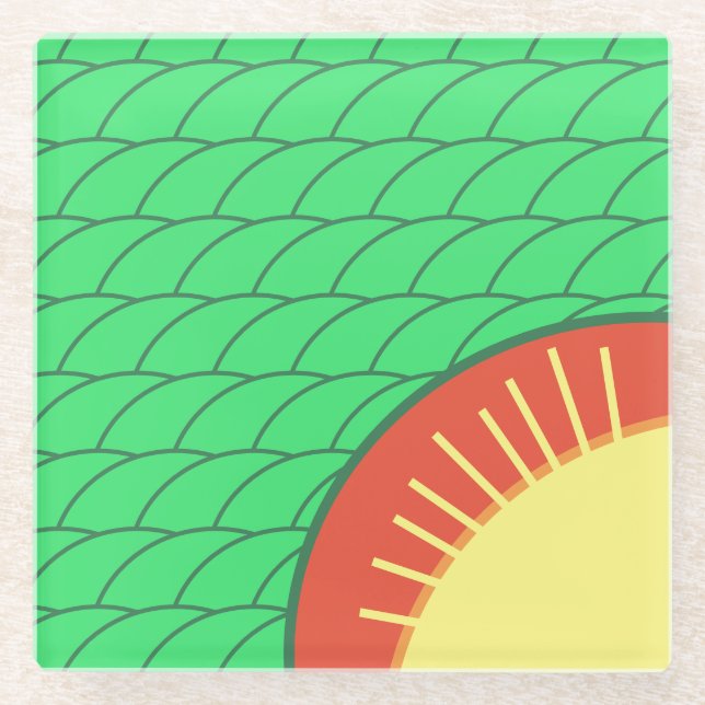 Glass Coaster - Sun over Green Hills (Front)