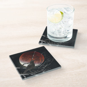 Glass Coaster, The Raven In Red and Black Coaster