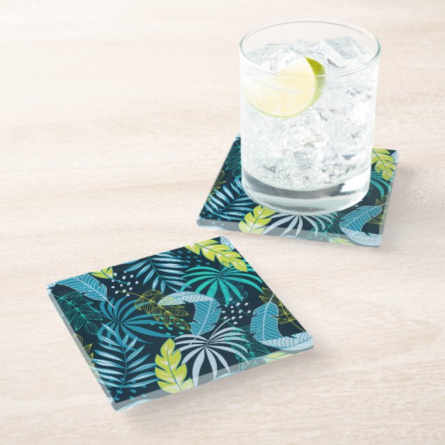 Glass Coaster Tropical Palms (Angled)