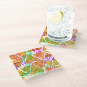 Glass Coaster Tropical Palms Print