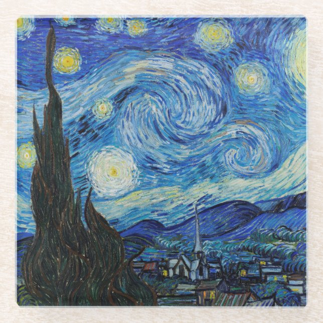 GLASS COASTER : VAN GOGH : STARRY NIGHT (Front)