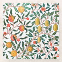 GLASS COASTER : WILLIAM MORRIS : POMEGRANATES