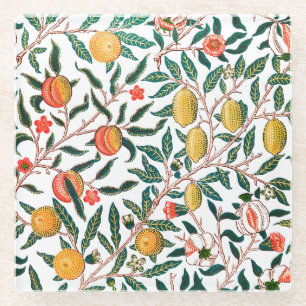 GLASS COASTER : WILLIAM MORRIS : POMEGRANATES
