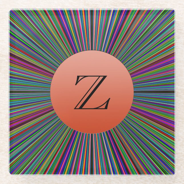 Glass Coaster With ColorBurst Monogram Lite Red (Front)