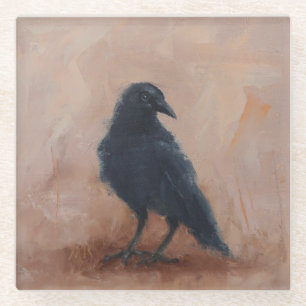 Glass Coaster with Crow
