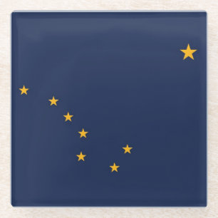 Glass coaster with flag of Alaska, USA