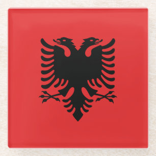 Glass coaster with flag of Albania