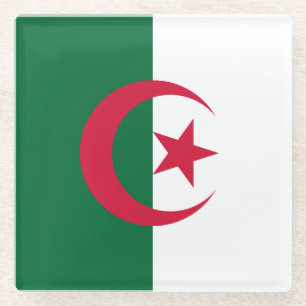 Glass coaster with flag of Algeria