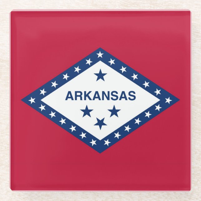 Glass coaster with flag of Arkansas, USA (Front)