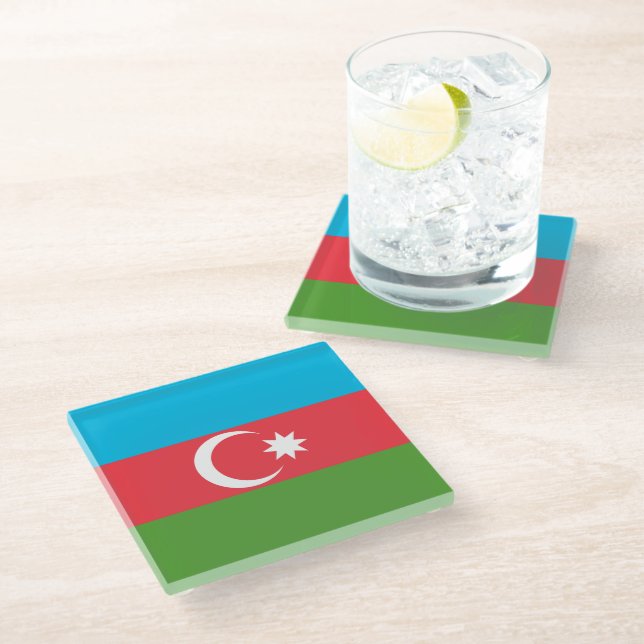 Glass coaster with flag of Azerbaijan (Angled)