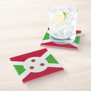 Glass coaster with flag of Burundi
