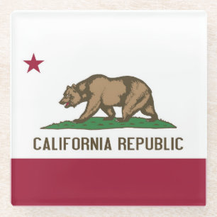 Glass coaster with flag of California, USA