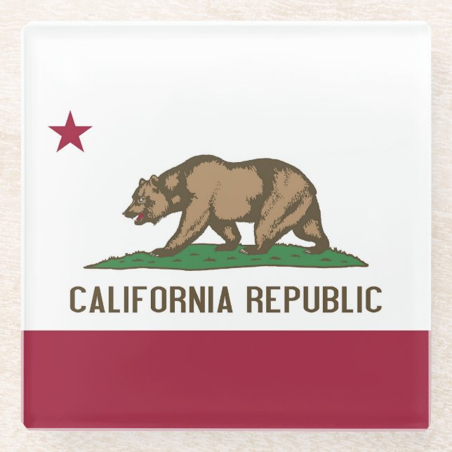 Glass coaster with flag of California, USA (Front)