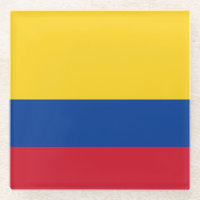 Glass coaster with flag of Colombia