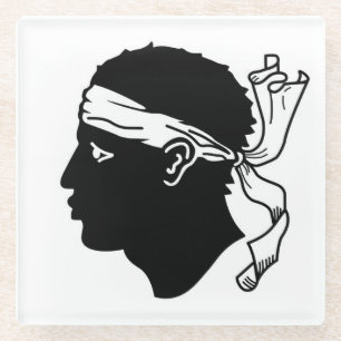 Glass coaster with flag of Corsica