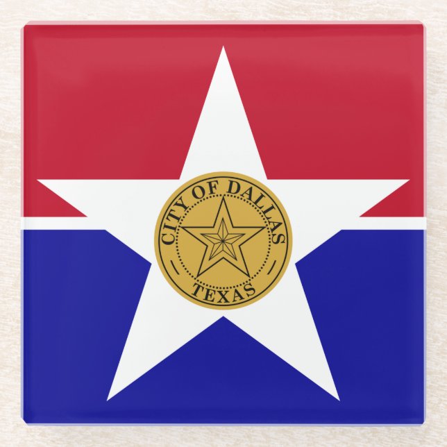 Glass coaster with flag of Dallas, USA (Front)