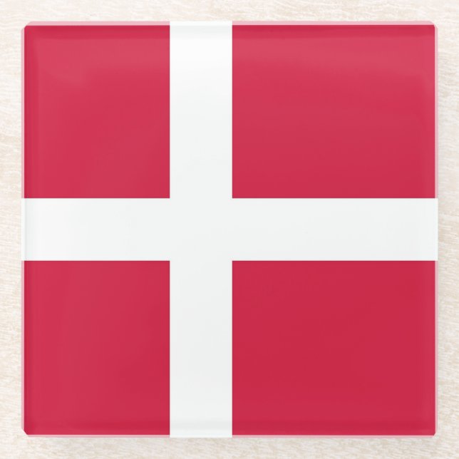 Glass coaster with flag of Denmark (Front)