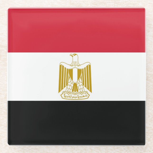 Glass coaster with flag of Egypt (Front)