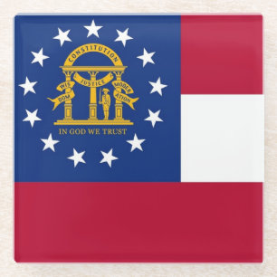 Glass coaster with flag of Georgia, USA