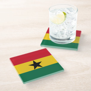 Glass coaster with flag of Ghana