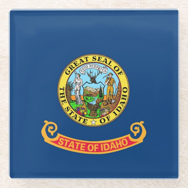 Glass coaster with flag of Idaho, USA (Front)