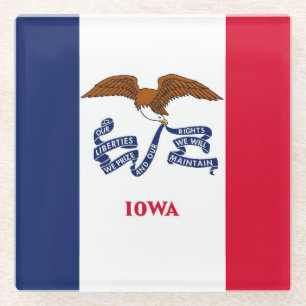 Glass coaster with flag of Iowa, USA