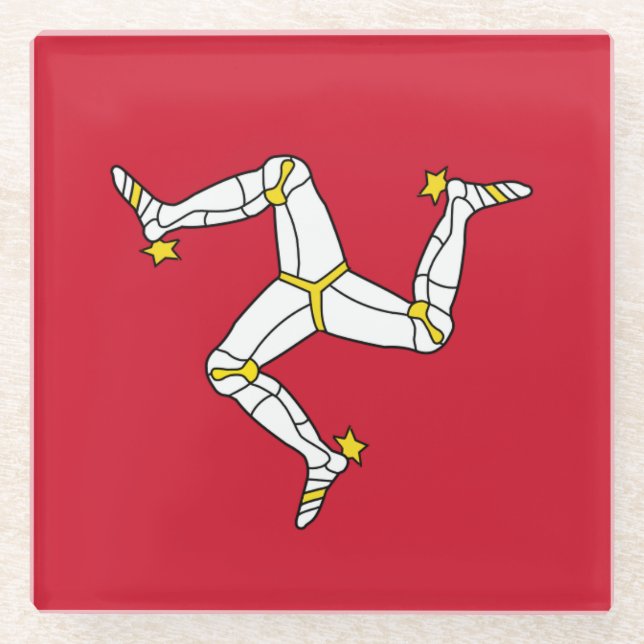 Glass coaster with flag of Isle of Man, UK (Front)