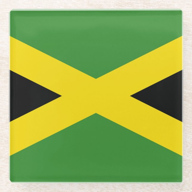 Glass coaster with flag of Jamaica (Front)
