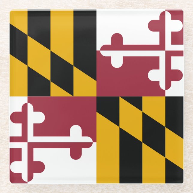 Glass coaster with flag of Maryland, USA (Front)