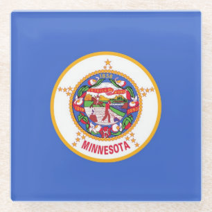 Glass coaster with flag of Minnesota, USA
